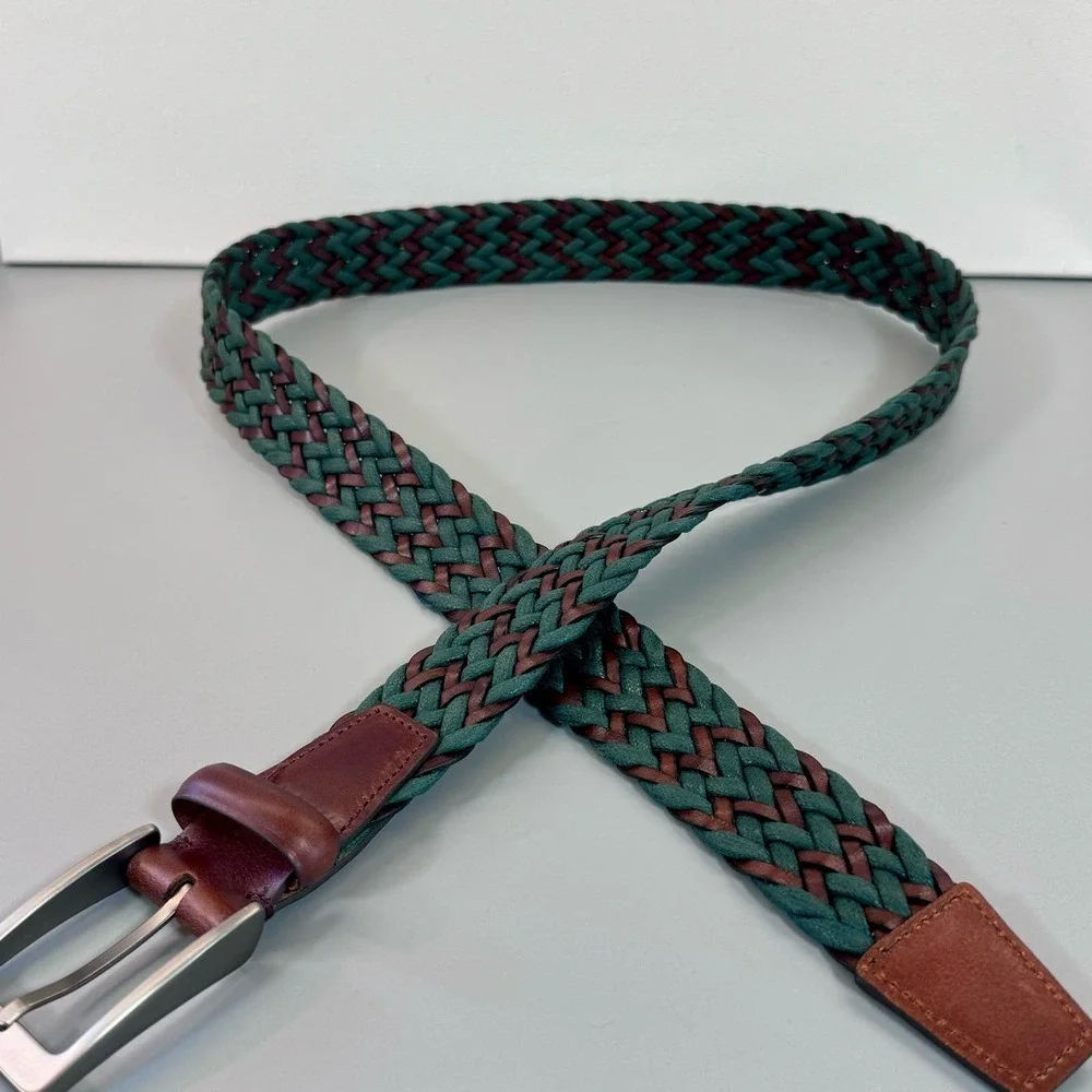 Italian Chevron Braided Leather Belt NWOT‎